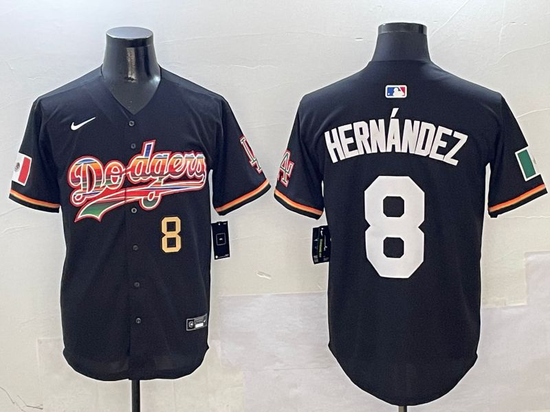 Men Los Angeles Dodgers #8 Hernandez Black rainbow Nike 2025 MLB Jersey style 3->los angeles dodgers->MLB Jersey